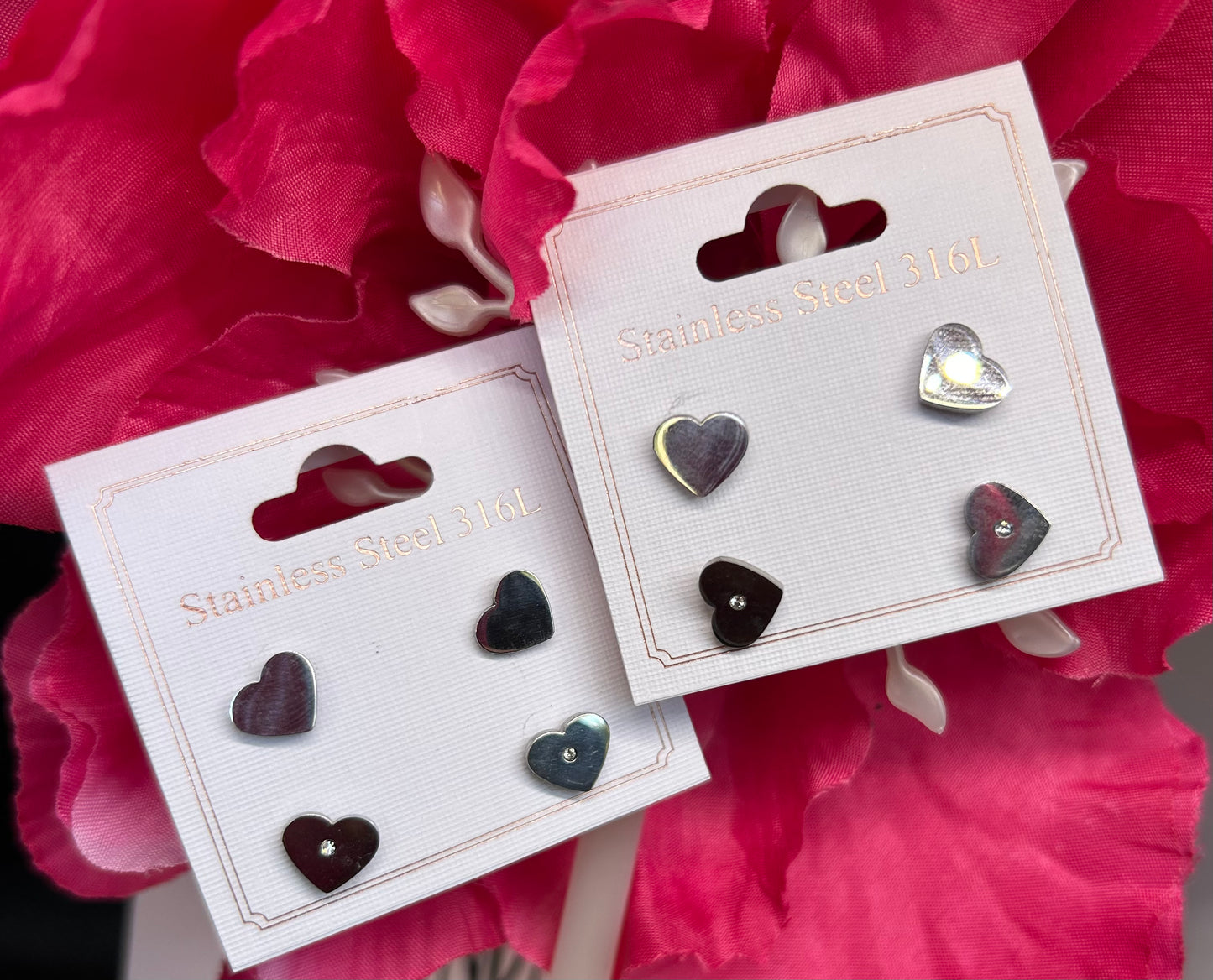 Sterling Steel Silver Hearts mini diamond